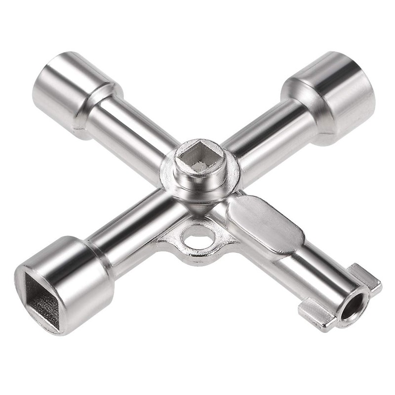 sourcing map Electrical Cabinet Key 4-Way Multi-Functional Triangle/Square Water Meter