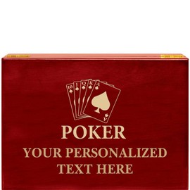Crown Awards Poker Cards Rosewood Humidor Gift, Customize with Your Own Text Engraving