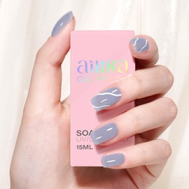 AILLSA Haze Blue Gel Nail Polish Ocean Breath Jelly Gel Polish Neutral Sheer Translucent Nude Gel Polish Long Lasting Gray Blue Soak Off U V Gel for French Manicure Nail Art at Home 0.51 Oz