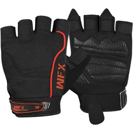 WFX Weight Lifting Gloves Fitness Wrist Wrap Support Workout Anti Slip Padded Palm Protection Gym Gloves Training Equipment Half Finger Weight Gloves for Men Women Exercise (Black Short Wrist, M)