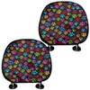 TOADDMOS 2 Pack Cute Colorful Paw Print Car Seat Covers