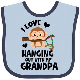 inktastic Monkey I Love Hanging Out with My Grandpa Baby Bib Blue and Navy 3e952
