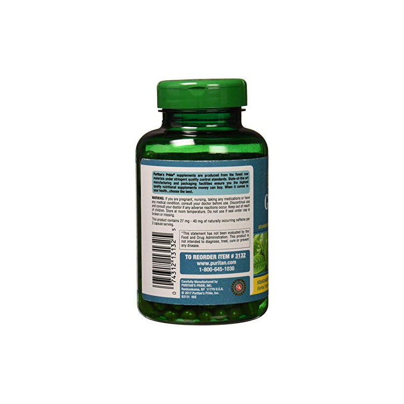 Puritan's Pride Green Tea Standardized Extract 315mg, Dietary Herbal Supplement