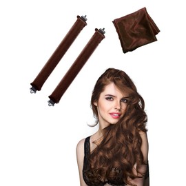 KGDUYC Set of 2 Hair Rollers and 1 Matching Headband - Natural Heat Free Curls for Fine Hair, Perfect DIY Hair Styling for Short and Long Hair (Brown)