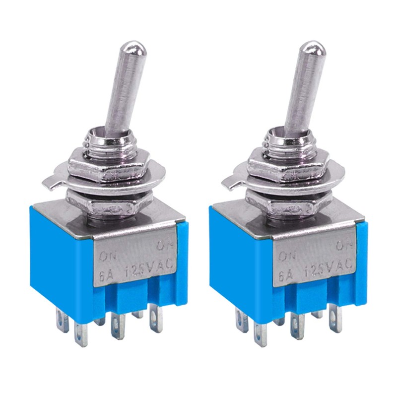 Taiss 10Pcs mts-202 6A 125VAC 6-Pin DPDT ON/ON 2 Position