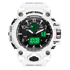 2024 Men's Digital Watch, Sports Stopwatch, Water Compatible, Fashion, Military Style, Running Watch, Dual Time, Dual Time, Alarm, Alarm Clock, Luminous Function, Water Resistant, 166.6 ft (50 m),