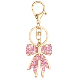 Wincredulous Bow Keychain Diamond Coquette Bowknot Bag Charm Keyring for Bow Party Lover Gift Women Purse(Pink-Diamond,1pc)