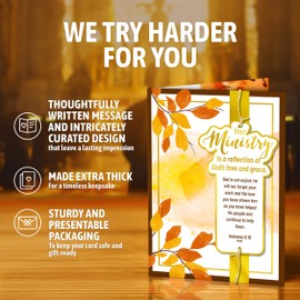 Decorably Gold-Foiled 5x7in Handmade Individual Clergy Appreciation Card with Ministry Tag Cutout and Jute String, Ministry Appreciation Card with Envelope and Stickers, Printed Message Inside