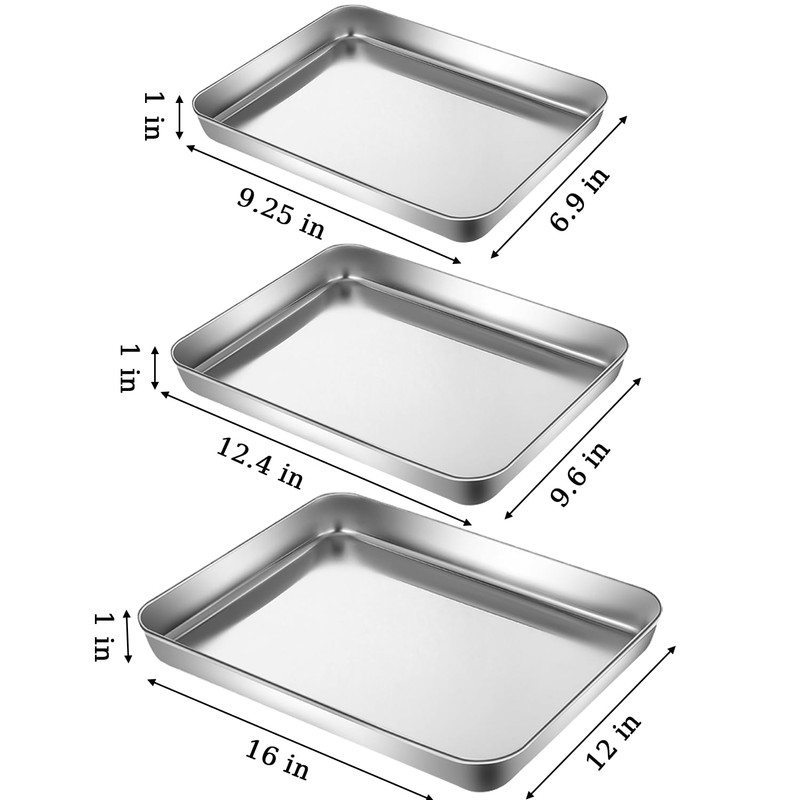 Dyikiti Baking Sheet Set of 3, Stainless Steel Cookie Sheet