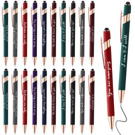 Kosiz 30 Pcs Inspirational Pens Bulk Motivational Quotes Ballpoint Ink Pen with Stylus Tip Motivational Affirmation Pen Set Encouraging Employees Gift Christmas Gift for Student Teacher Coworkers