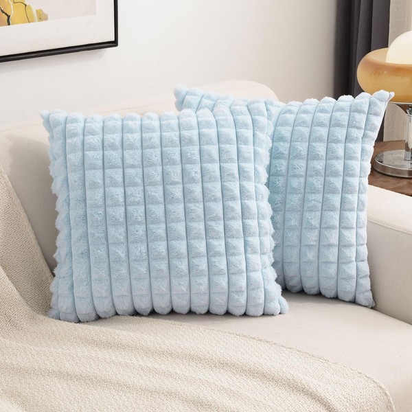 FUTEI Light Blue Decorative Throw Pillow Covers 18x18 Inch Set