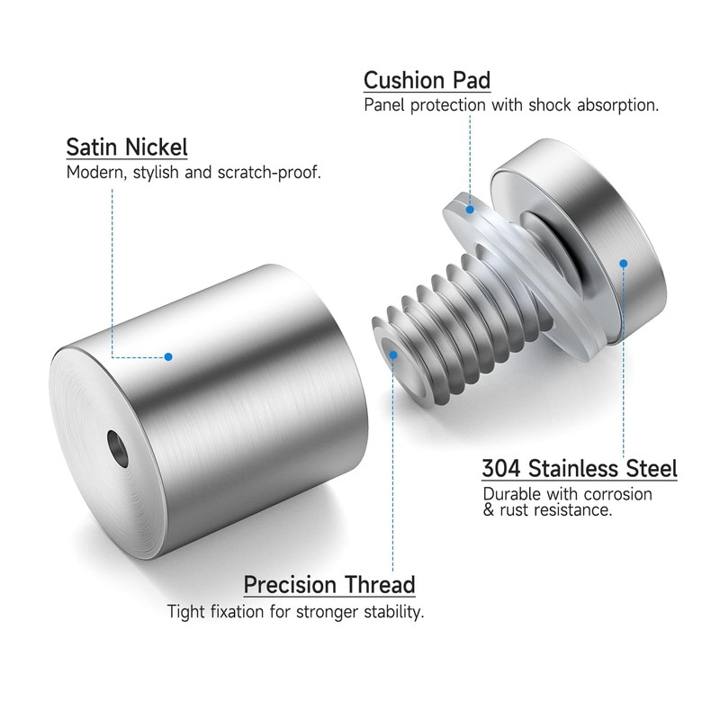 LuckIn 8 Pack Standoff Screws for Acrylic (3/4 in. Dia