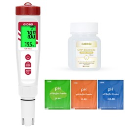 Hydrogen Water Tester, GIDIGI ORP Meter, Digital pH Meter for Testing Drinking Water,Electronic pH PPM ORP Temp Detector for Water,Hydroponics,Swimming Pool,Aquariums