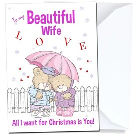 Wife Christmas Card A5, All I Want for Christmas is You!