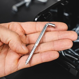 HELPMATE Screw Hooks Straight with Slotted 80 x 5.8 x 38 x 18 mm - Galvanised Steel - Pack of 25 - Slotted Hooks for Wall Mounting