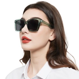 WEMOOTANTS Oversized Trendy Reading Sunglasses For Women 1.75+ Square UV Protection Sun Readers 1.0 1.25 1.5 1.75 2.0 2.25 2.5 2.75 3.0 3.5 (Green,175)