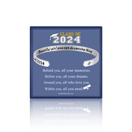 LINY 2024 Graduation Gifts for Her, Inspirational Graduation Cuff Bracelets Class of 2024 High School College Graduation Gifts for Girls with Gifts Box (Beautiful Girl You Can Do Amazing Thing)