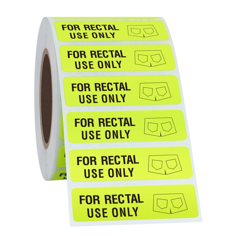 Hybsk for Rectal Use Only Stickers 1.5" x 0.375" Fluorescent