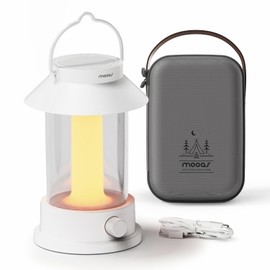Mooas Vintage Decorative Lantern LED Camping Lantern Rechargeable Light with 3 Light Modes Powerful Long-Lasting 10000mAh Battery Lantern Flashlight for Hurricane Emergency USB Cable Included(White)