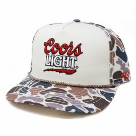 American Cattle Co. Coors Light Adjustable Snapback Rope Hat (US, Alpha, One Size, White/Camo)
