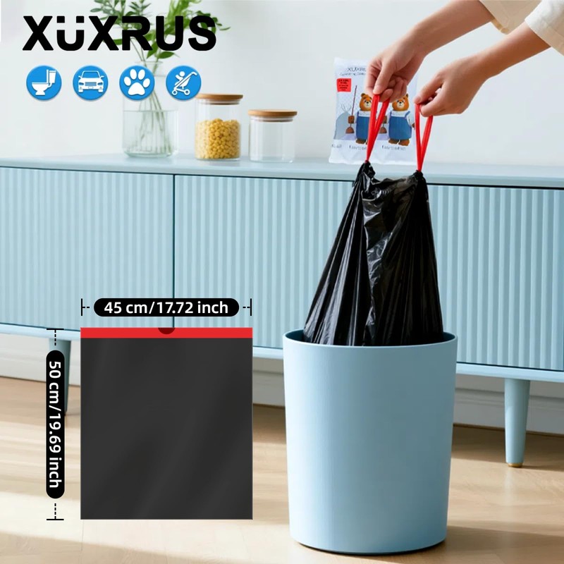XUXRUS 2.6 Gallon Small Black Bathroom Trash Bags, 60 Count
