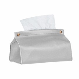 JZS PU Leather Tissue Box Cover, Modern Rectangle Tissue Box Holder for Vanity, Nightstand, Living Room, Office Desk, and Car,Grey