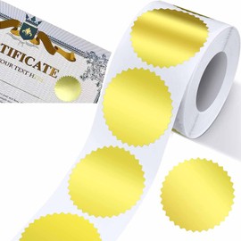 Taicols Calcomanías de sello de gofrado con borde dentado para sobres, escuela de negocios, 500 unidades, redondas