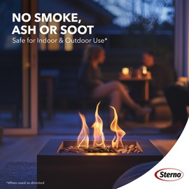 Sterno 6-Pack Firepit Gel Fuel - 3 Hours of Burn Time, Realistic Wood Crackling Sounds - Smokeless & Odorless, No Ash & Soot - All-Weather Burner for Indoor & Outdoor Fire Pit