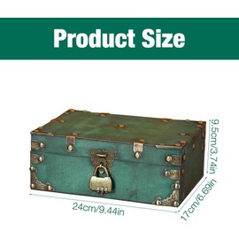 ACTIUSIS Vintage Wooden Treasure Chest, 24 x 17 x 10 cm, Wooden Storage Treasure Chest with Combination Lock, Wooden Treasure Chest for Children, Wooden Box, Dark Green