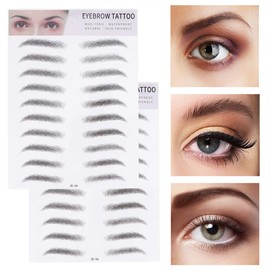 Eyebrow Stickers, 4D Eyebrow Stickers, Eyebrow Decals, Eyebrow Patch, Artificial Eyebrow DIY Makeup Tool, Waterproof, Long Lasting, Unisex, 2 Piece Set (Type 6, Black)