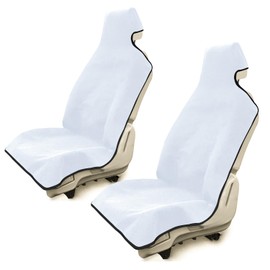 AOTOTON Waterproof Stain Resistant Towel Car Seat Cover，Universal Non-Slip for Car, Truck, SUV, Van Seat for Gym Workout,Swimming,Beach and Workout Outdoor ， Machine Washable (2pcs Pure White)