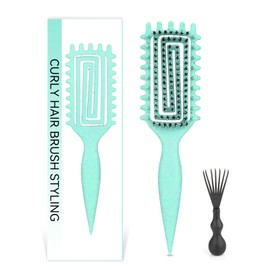 Curly Hair Brush, Heat-Free Curl Sculpting Brush with Ergonomic Grip, Detangling & Styling Tool for All Hair Types, Men & Women (Green)