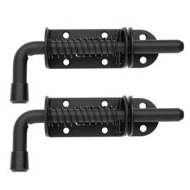 JQK Spring Loaded Latch Pin, 304 Stainless Steel Barrel Bolt Thickened 2mm Door Lock, 5 Inch Black (2 Pack), HSB300-BK-P2