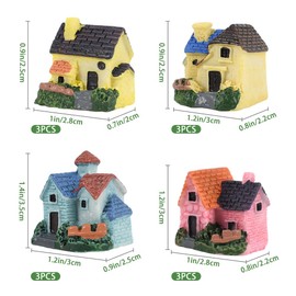 HUIANER Miniature House 12PCS Mini House Figurine Fairy Garden House Resin House Figurine Moss Landscape Decoration DIY Craft Home Decor