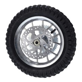 12.5x2.75in Rear Wheel Rim Tire with 12mm Bearing Assembly, Rear Wheel for 2 Stroke Mini Dirt Bike, Rubber Tire Brake Disc Rotor and Sprocket for Dirt Pit Bike (A (silver))