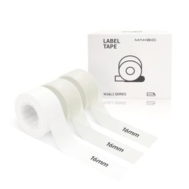MakeID L1 Label Maker Tape Adapted Label Print Paper Refills Standard Laminated Office Labeling Tape Replacement 0.63 inch x 13' (16mm x 4m) Work with Model M1 L1 Q1, 3 Pack(White & Transparent)