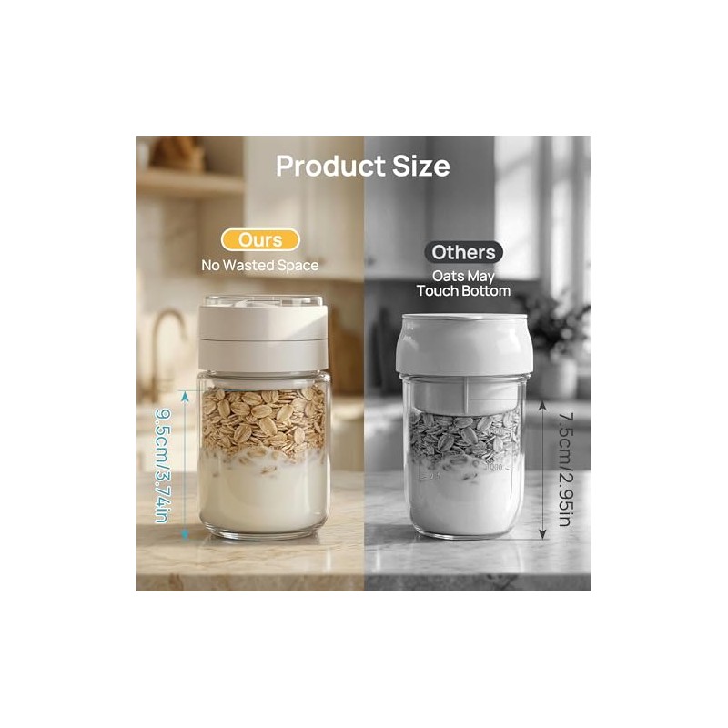 Vtopmart 6-Pack Glass Overnight Oats Container with Spoon
