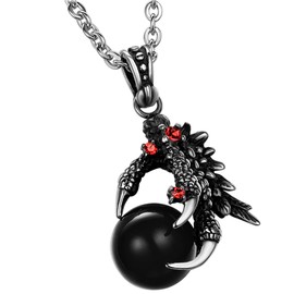 OIDEA Men's Necklace with Pendant, Stainless Steel Chain with Bow Tie, Dragon Claw, Dog Tag Pendant, Stainless Steel, No Gemstone