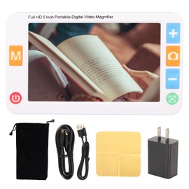 5.0 Inch Digital Video Magnifier Portable Handheld Electronic Reading Aid 2X‑32X Zoom 26 Color Modes Magnifier 100‑240V US Plug