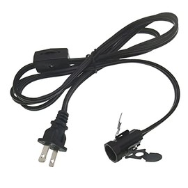 Accessory Cord with Snap-in Pigtail Candelabra-Base Socket,5 Feet Single Light Replacement Clip in Lamp Cord for Christmas Decoration,Salt Lamp,Pumpkin Lights,Small Objects(1Pack,Black)