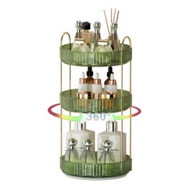 Organizador De Maquillaje Almacenamiento Con Rotación De 360 Verde/3tier