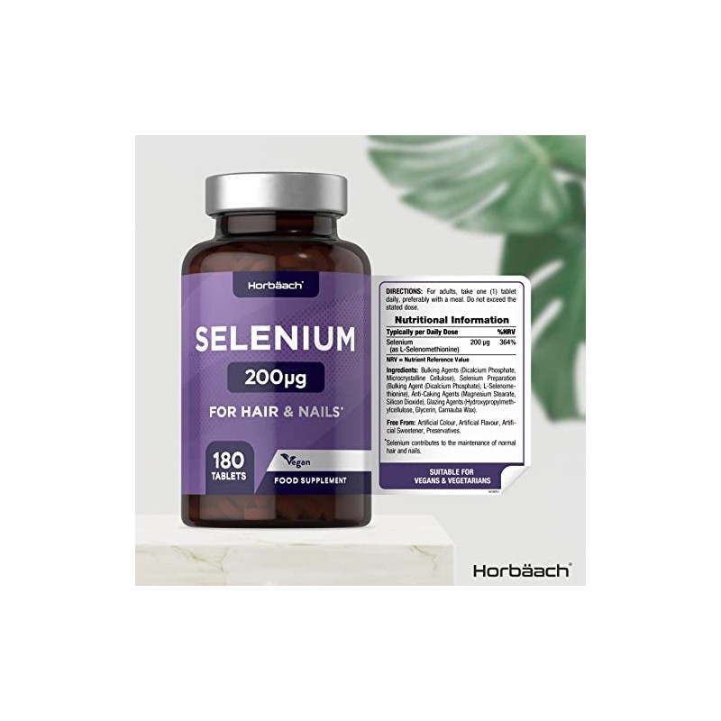 Selenium 200mcg Supplement | 180 High Strength Tablets | with