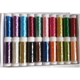 20 Metallic Thread Spools, 20 Colour x 200 Meters Each for Embroidery and Decorative Sewing -Nice Colours Metallic Machine Embroidery for Computerized Embroidery and Decorative Sewing