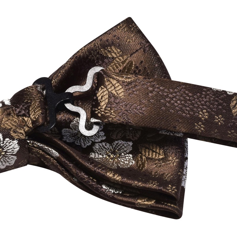 Gusleson Brown Bow Tie and Pocket Square Set for Men