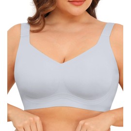 VIISHOW Sujetador cómodo y sin Costuras con diseño de Espalda en U y Soporte Perfecto para Uso Diario en Tallas Grandes, Gris, XL