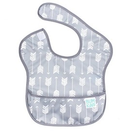 Bumkins Bibs for Girl or Boy, SuperBib Baby and Toddler for 6-24 Mos, Essential Must Have for Eating, Feeding, Baby Led Weaning Supplies, Mess Saving Catch Food, Waterproof Soft Fabric, Gray Arrows