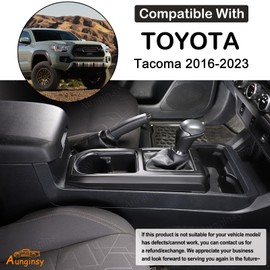 Aunginsy Car Central Control Gear Shift Panel Cover Cup Holder Trim Compatible with Toyota Tacoma 2016-2023 Gear Shifter Console Anti-Scratch Panel Frame Decorative Sticker Protection ABS Accessories