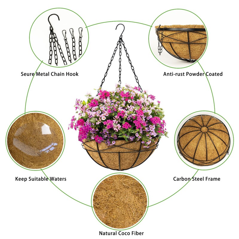 Karlliu 2 Pack 18 Inch Extra Large Deep Hanging Baskets