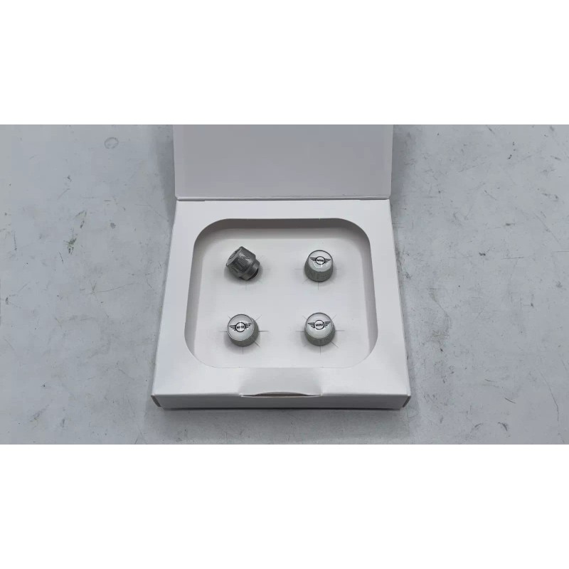 MINI Cooper Emblem Logo Silver Tire Valve Stem Caps Set