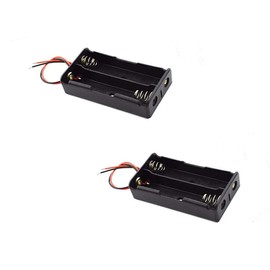 GFORTUN 2PCS 18650 Battery Case Holder 2 Slot Series 3.7V Batteries Storage Box Holders Clip Connector with Cable Lead Wire for DIY